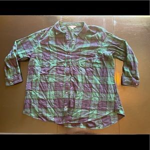 Old Navy 4X XXXXL Blue and Green Lumber Jack Button Down